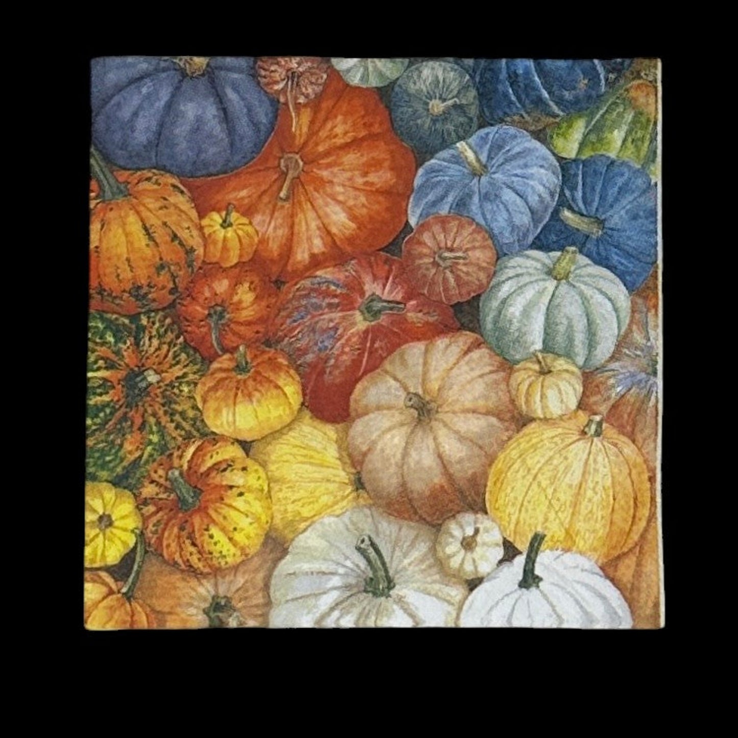 Decoupage Napkins Fall Pumpkin Patch Thanksgiving Halloween Orange Yellow Blue Cocktail Paper Crafts Cardmaking