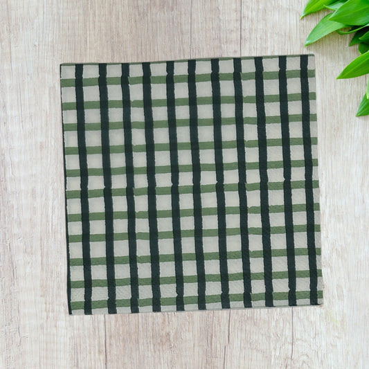 Decoupage Napkins Green White Christmas Plaid Light Dark Holiday Crafts
