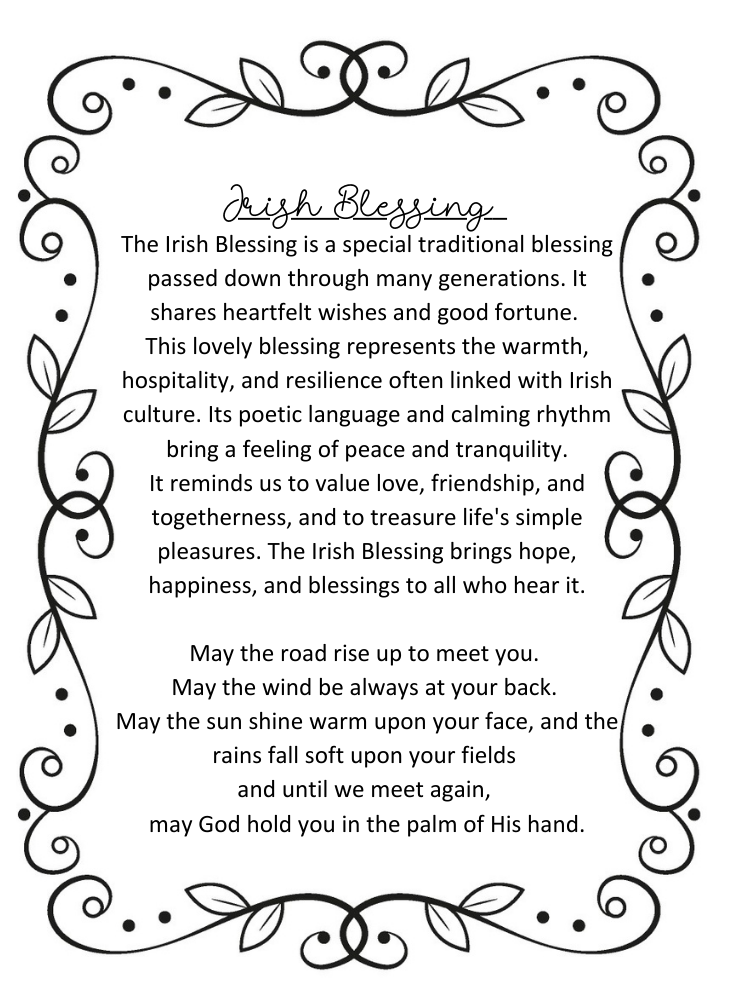 Irish Blessing Four Leaf Clover Lucky Wood Story Ornament