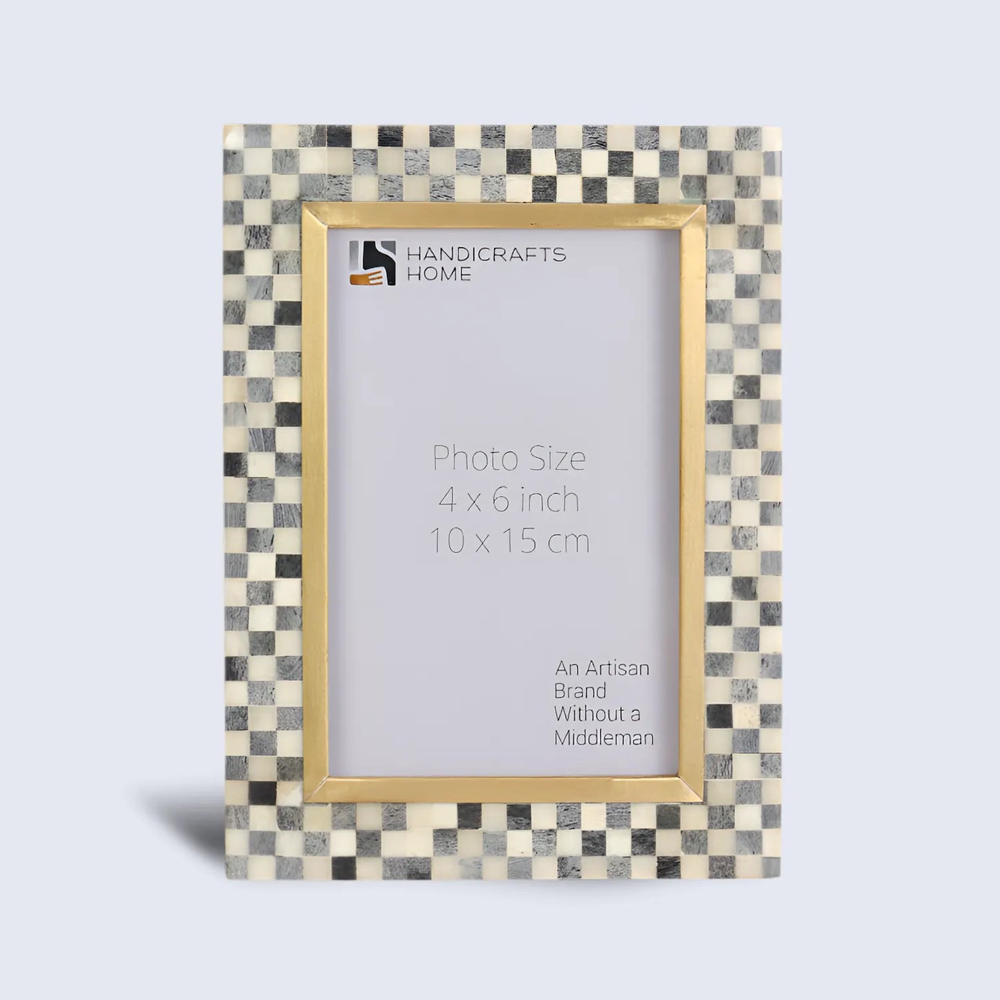 Bone Inlay & Brass Halo Pixels Pattern Picture Frame - 4x6