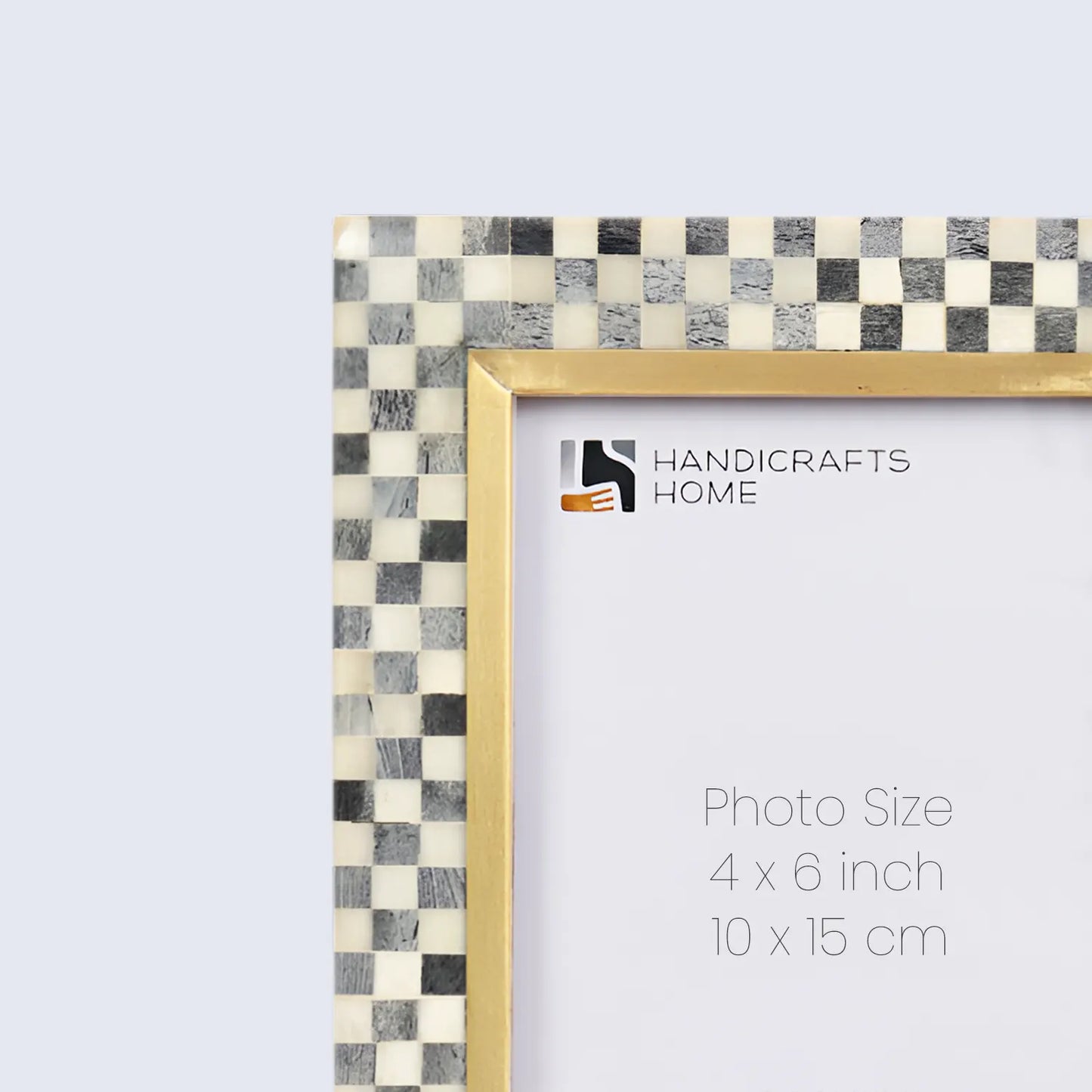 Bone Inlay & Brass Halo Pixels Pattern Picture Frame - 4x6