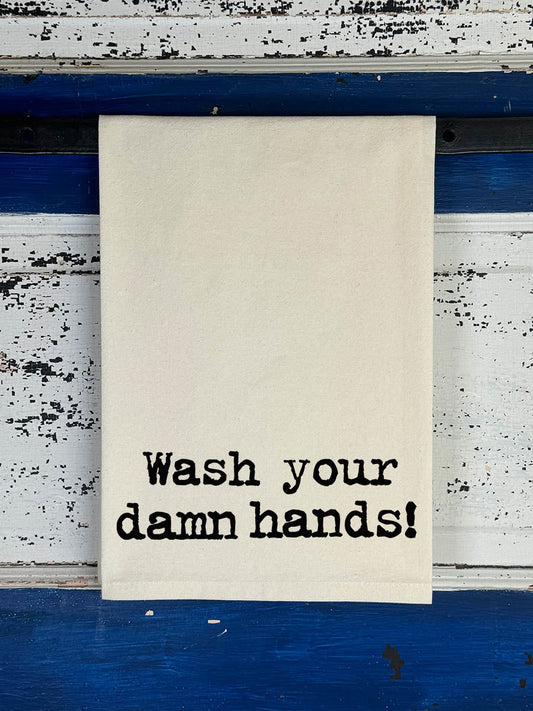 Wash Your Damn Hands Natural Kitchen Towel