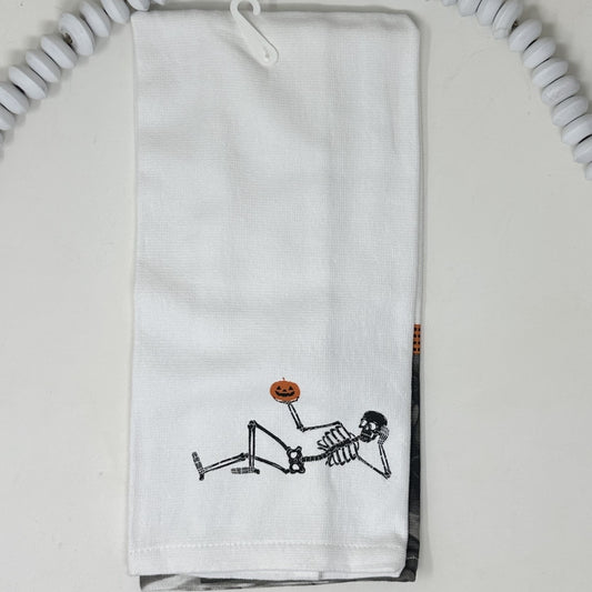 Come and Rest Your Bones Spooky Skeleton Kitchen Towel