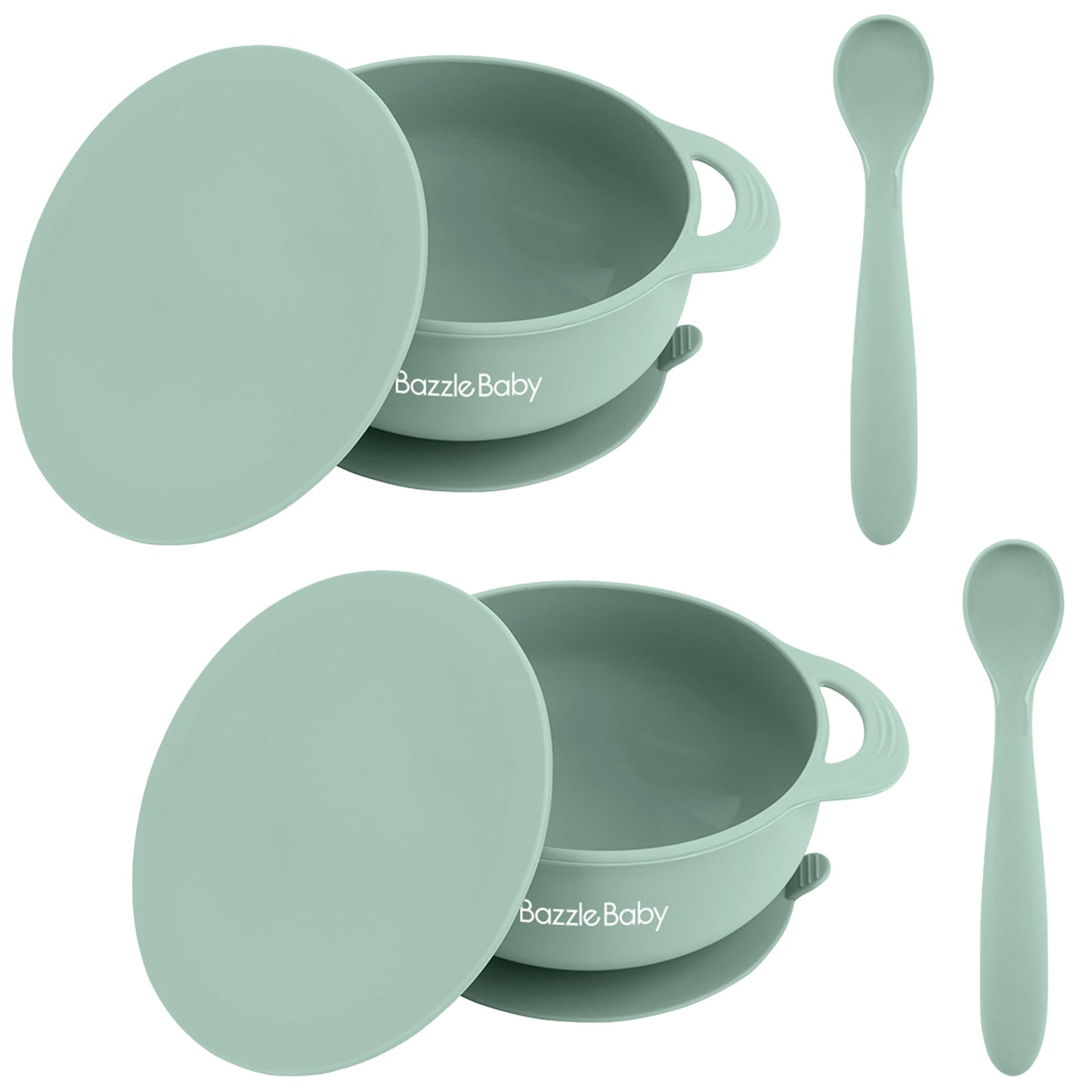 Foodie® Suction Bowls with Lid + Spoon 2-Pack: Assorted Colors