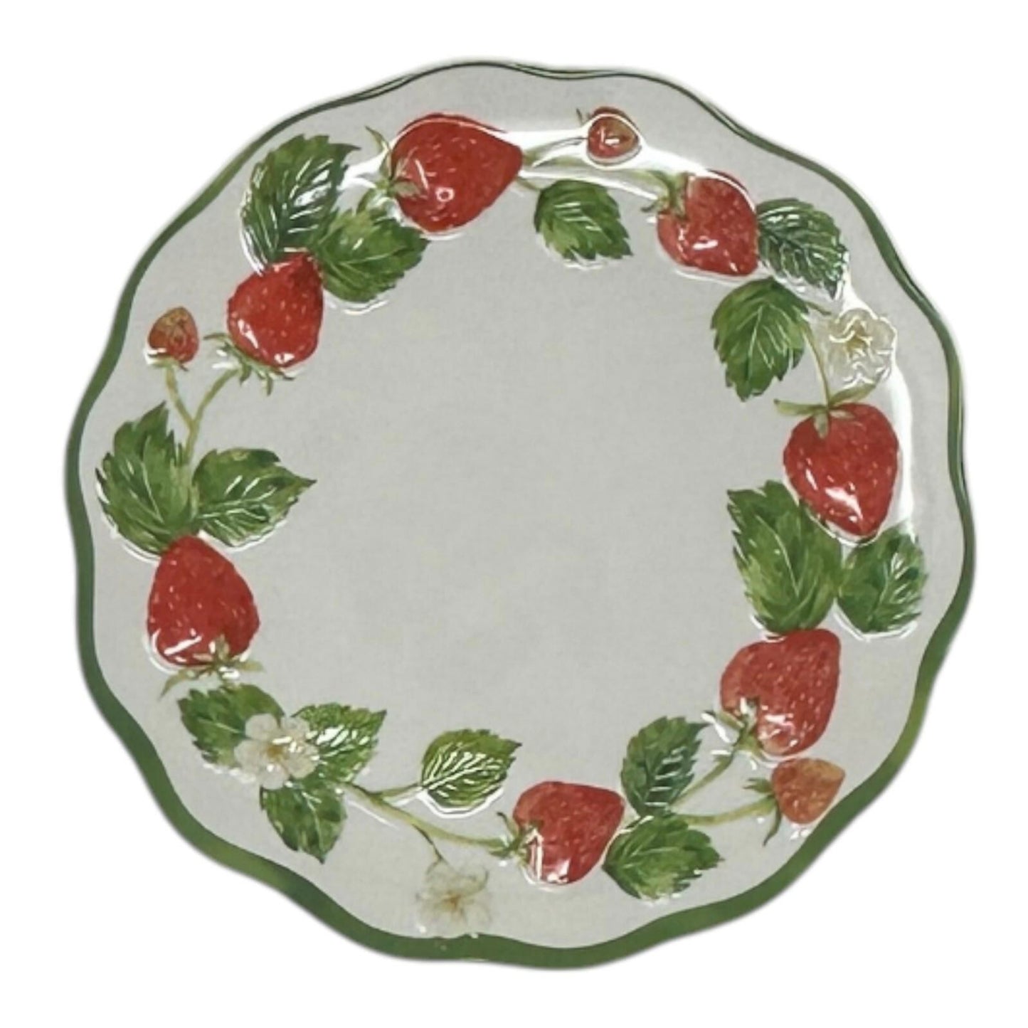 Primrose Vintage Strawberry Melamine 6.5" Dessert Plates Scallop New set of 4