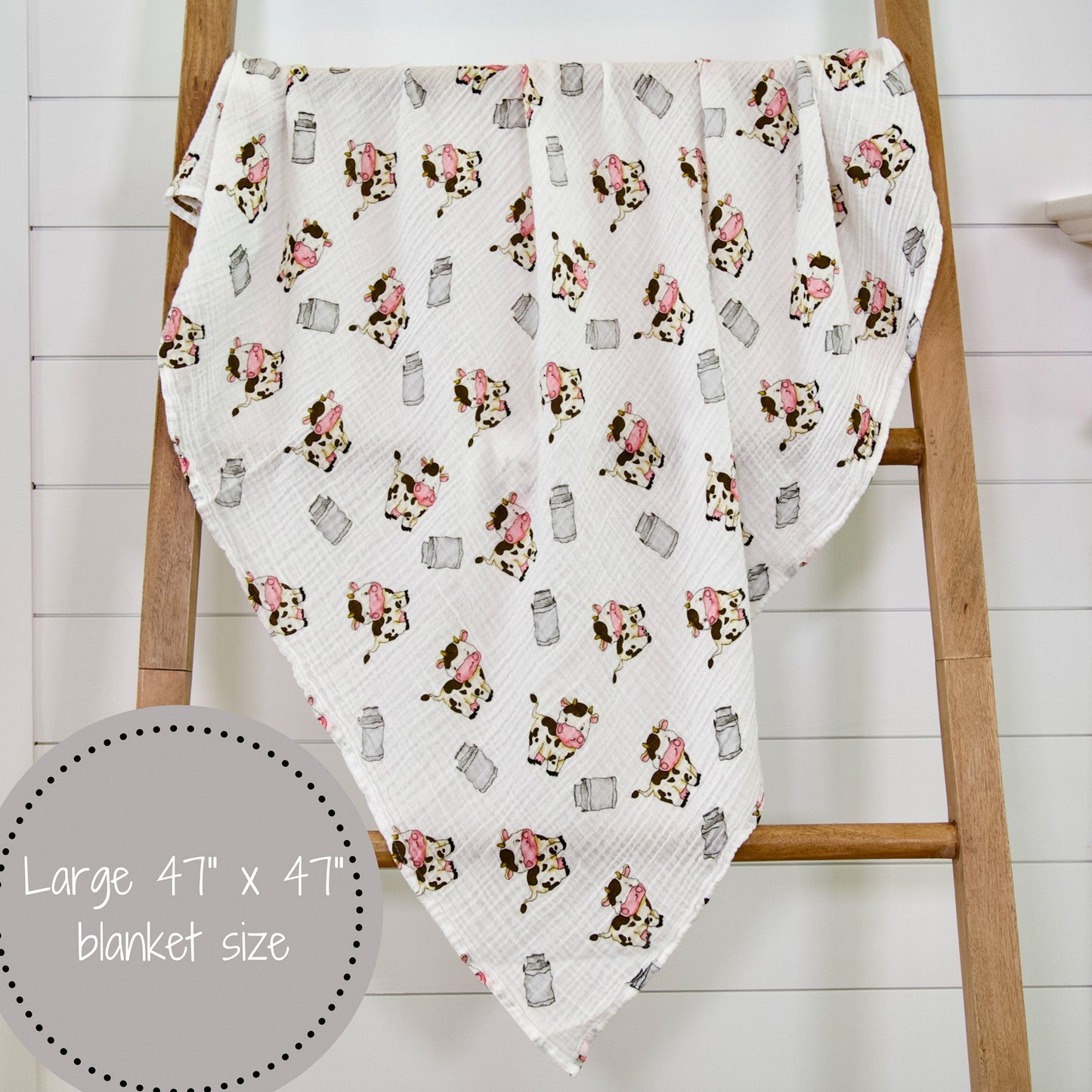 The Cow Goes MOO Farm Baby Muslin Swaddle Blanket