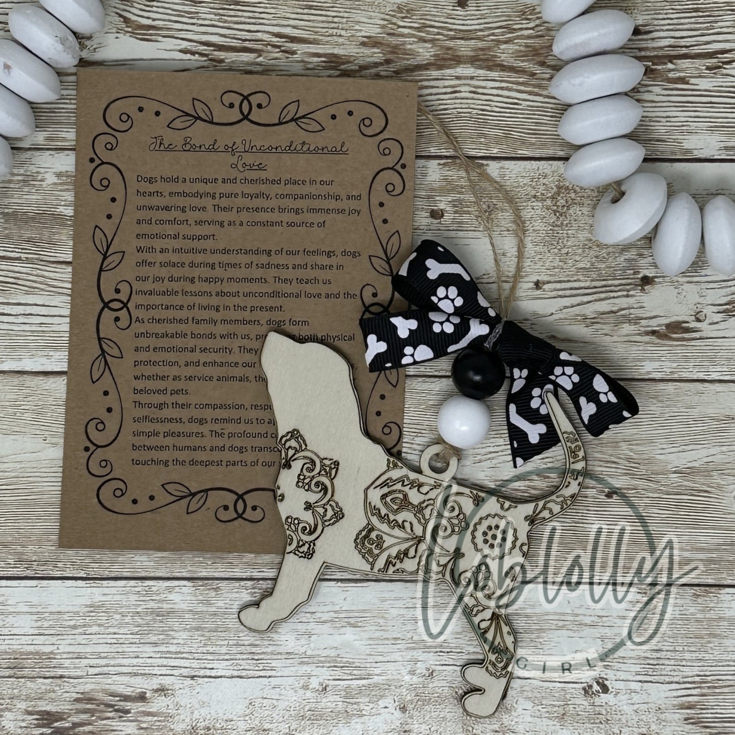 Handcrafted Wood Bloodhound Dog Gift Keepsake, Mandala Dog Ornament, Pet Memorial Gift, Dog Lover Christmas Decor, Rustic Car Charm
