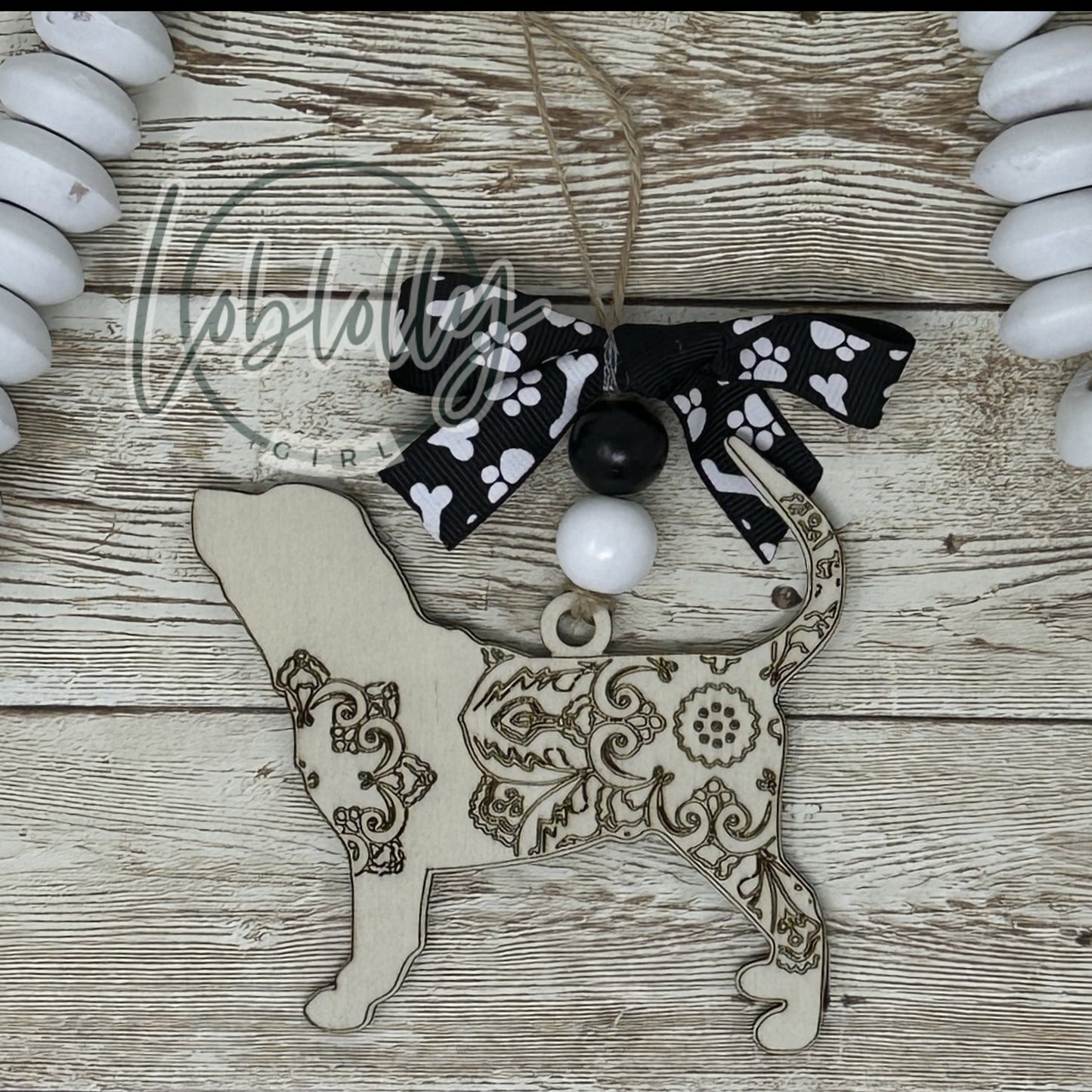 Handcrafted Wood Bloodhound Dog Gift Keepsake, Mandala Dog Ornament, Pet Memorial Gift, Dog Lover Christmas Decor, Rustic Car Charm