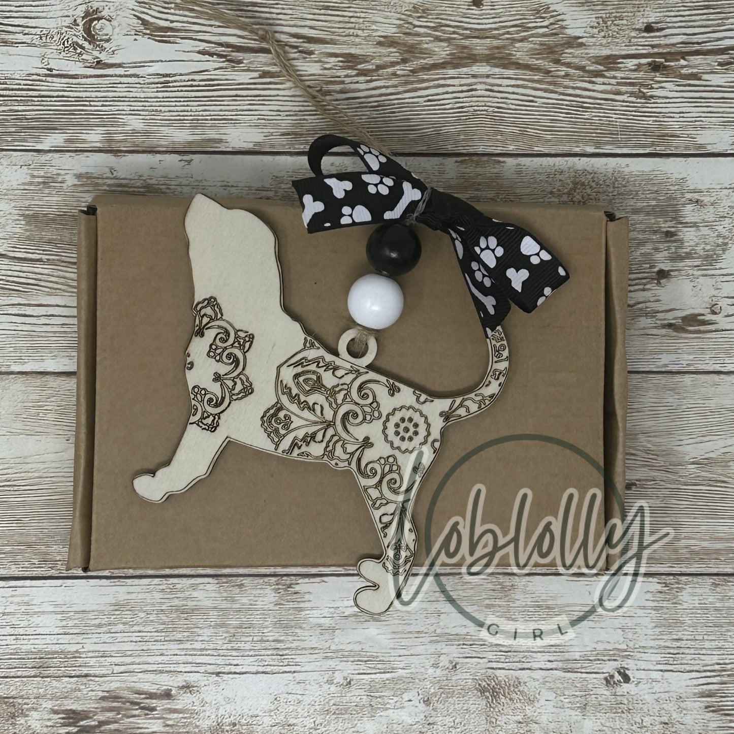 Handcrafted Wood Bloodhound Dog Gift Keepsake, Mandala Dog Ornament, Pet Memorial Gift, Dog Lover Christmas Decor, Rustic Car Charm