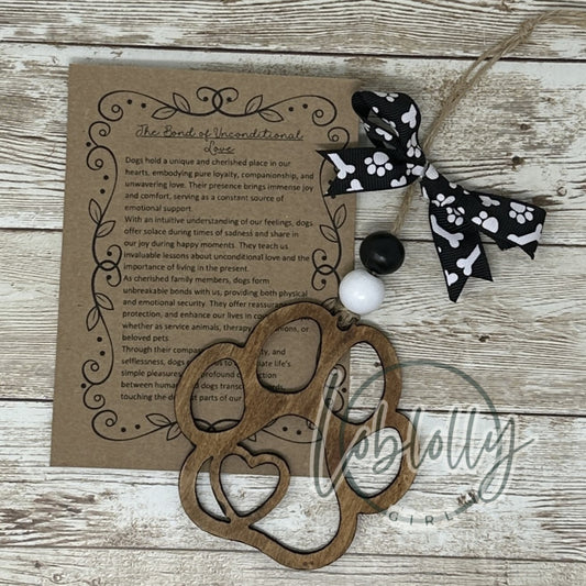 Paw Print Dog Ornament – Handcrafted Wooden Mandala Keepsake