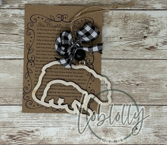 Mama Bear Ornament: Mighty Matriarch Gift, Motherhood Story Decor, Bear Cub Figurine, Family Christmas Tree Ornament