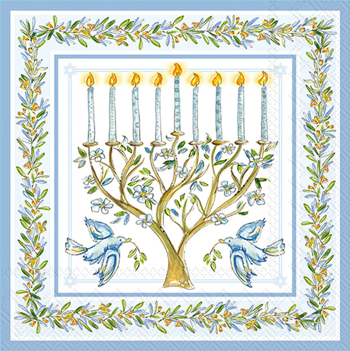 Roseanne Beck Menorah Luncheon Decoupage Napkins – 6.5” x 6.5” (Set of 2)