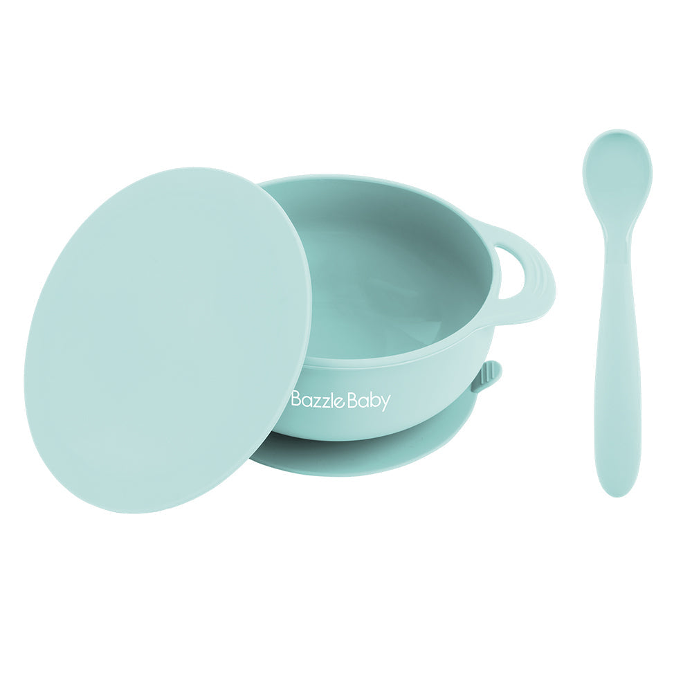 Foodie® Suction Bowls with Lid + Spoon: Assorted Colors