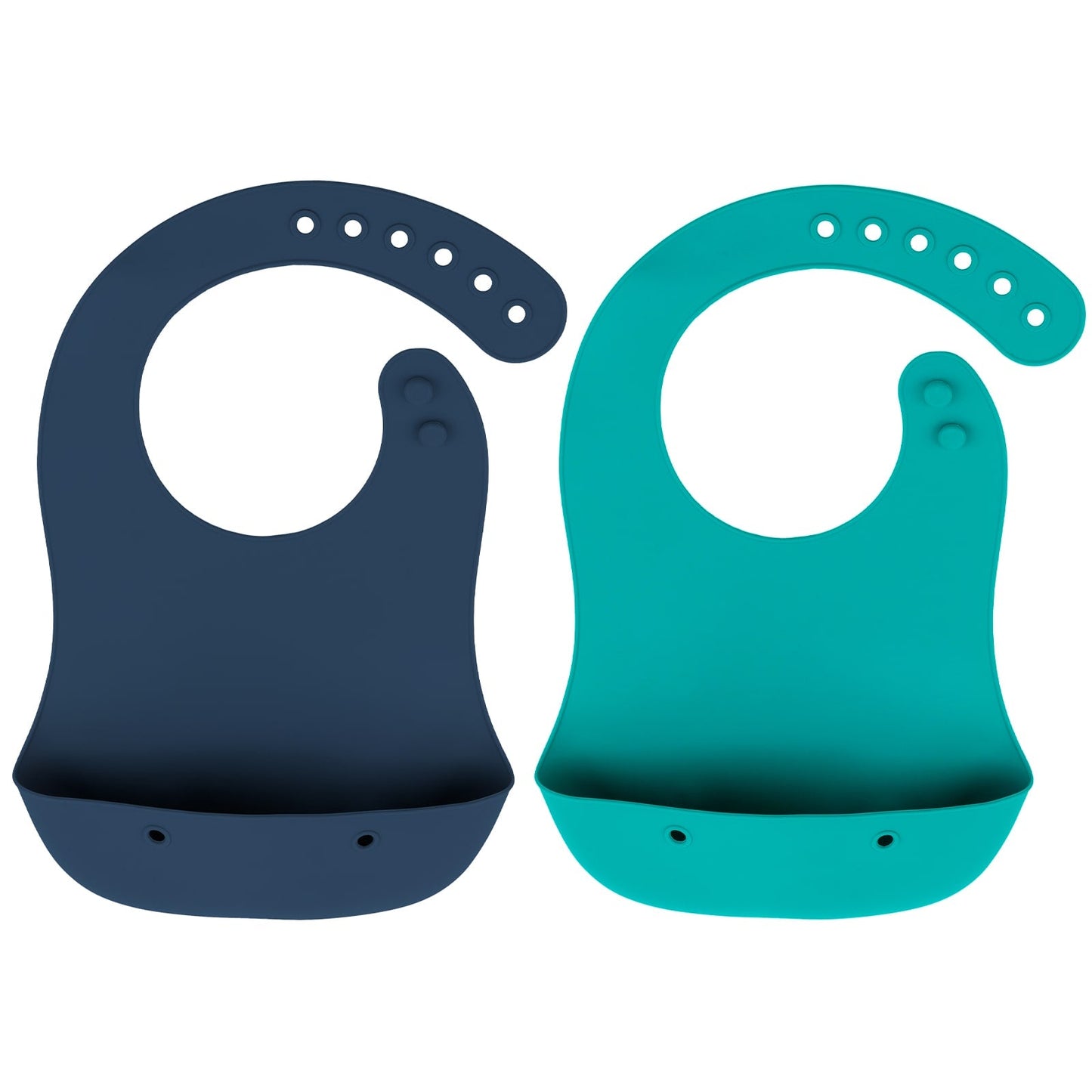 Foodie® Roll Up & Button Closed Bib 2-Pack: All Silicone