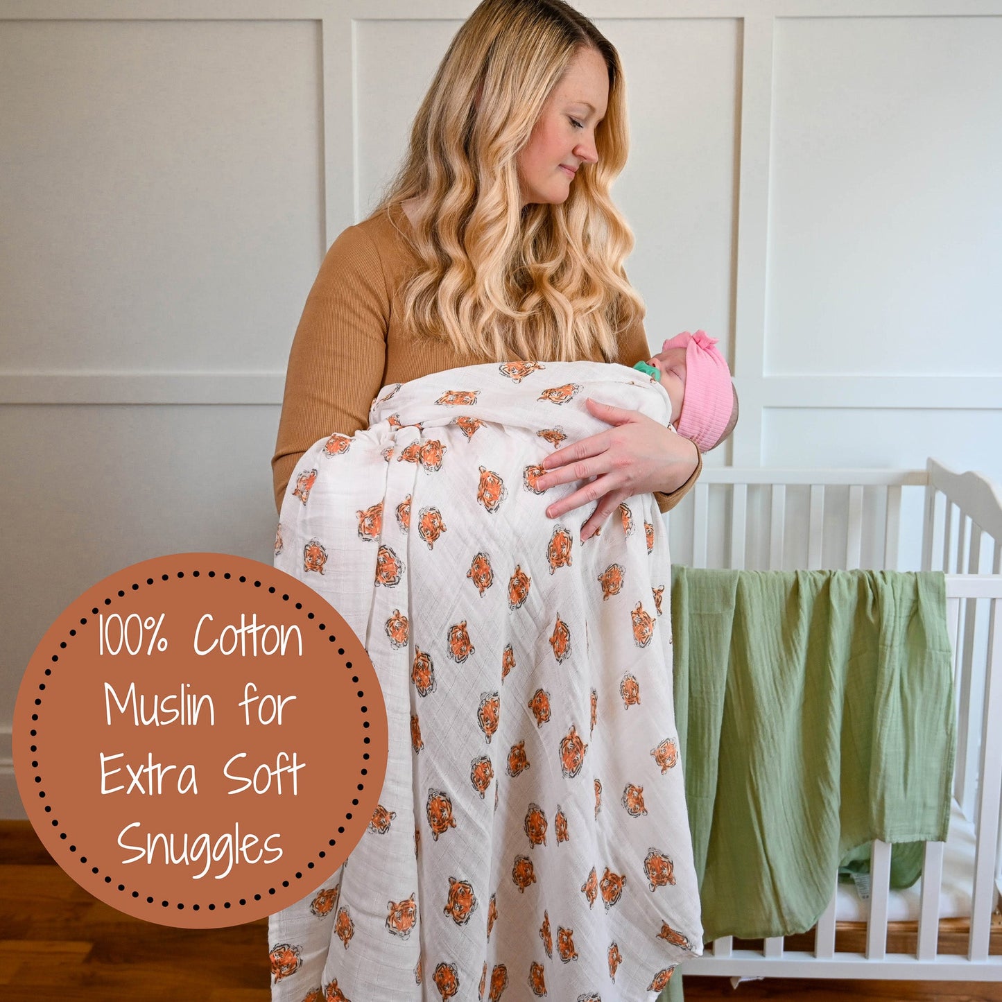 Tiger Baby Muslin Swaddle Blanket
