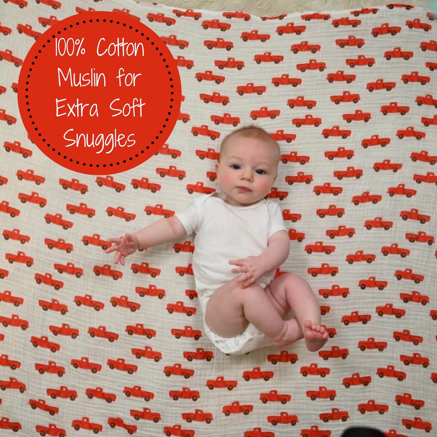 Truck Baby Muslin Swaddle Blanket