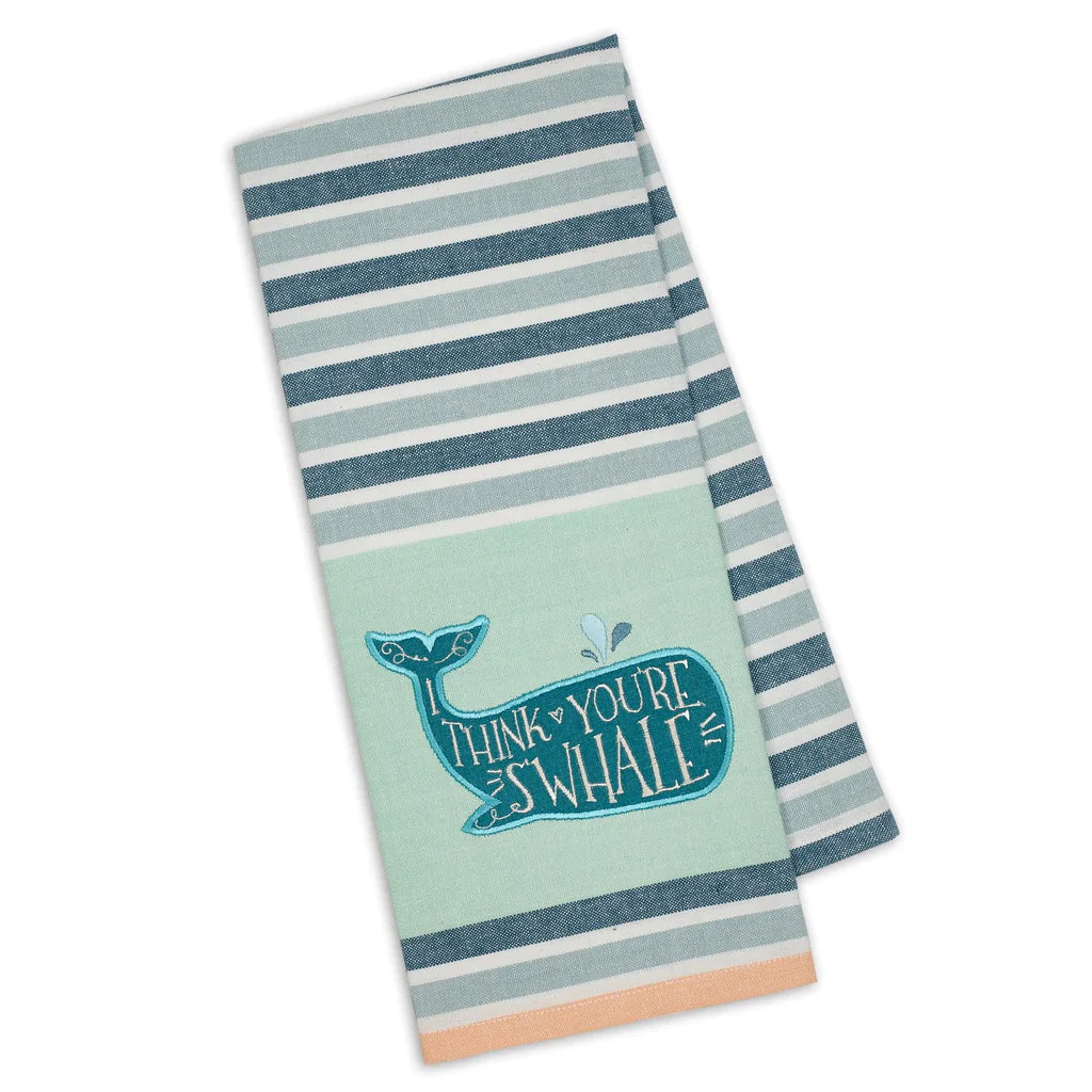 Whimsical Embroidered Beach & Nautical Decor Kitchen Towels Bundle Set of 3