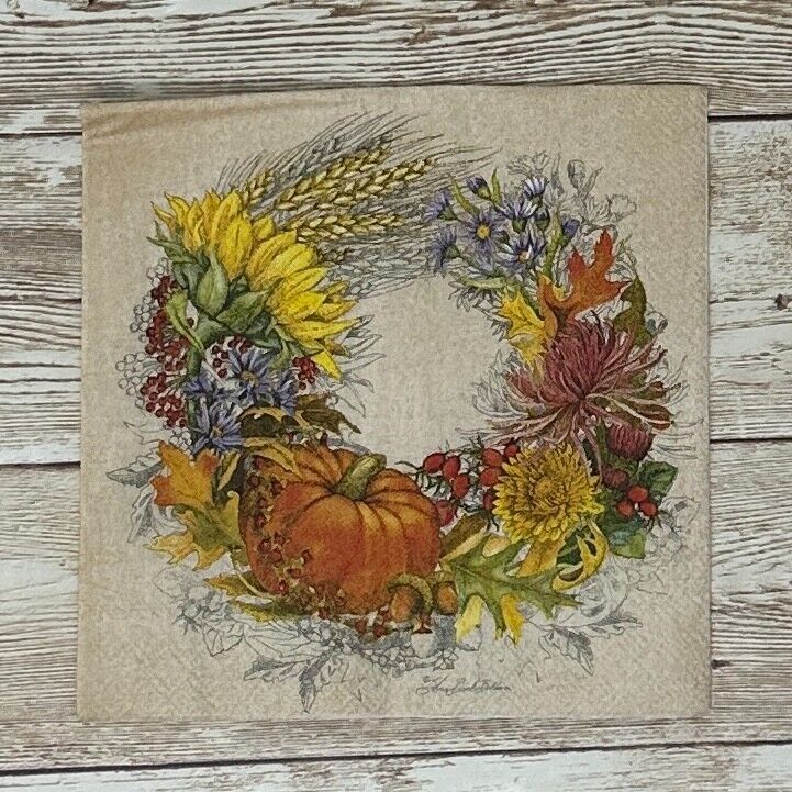 Servilletas con decoupage y coronas de cosecha, hermosas manualidades de papel para cócteles otoñales