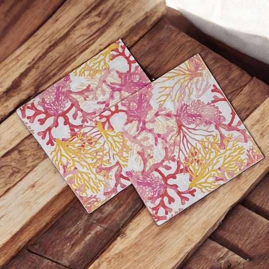Servilletas para decoupage con diseño de coral marino Tommy Bahama rosa naranja amarillo cóctel