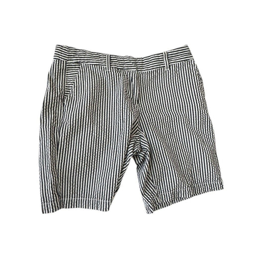 Crown & Ivy Women's Striped Shorts Size 6 Navy & White Seersucker 100% Cotton