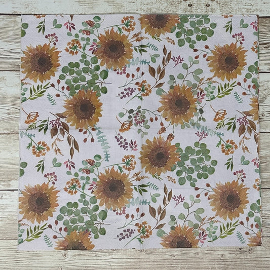 Decoupage Napkins Harvest Sunflower Fall Thanksgivings Berries Cocktail Paper