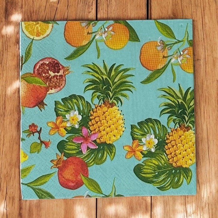 Decoupage Napkins Tropical Fruit Pineapples Cocktail Paper Summer Crafts