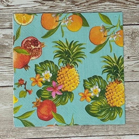 Decoupage Napkins Tropical Fruit Pineapples Cocktail Paper Summer Crafts