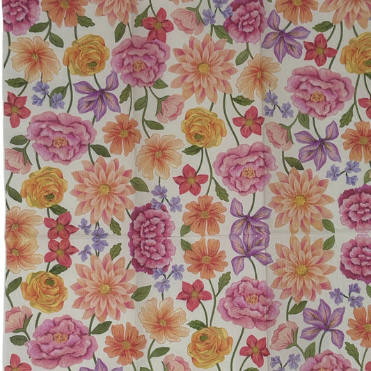Bold Spring Floral Decoupage Napkins – Modern Orange, Pink & Purple Flower Napkins for Crafts & Mixed Media
