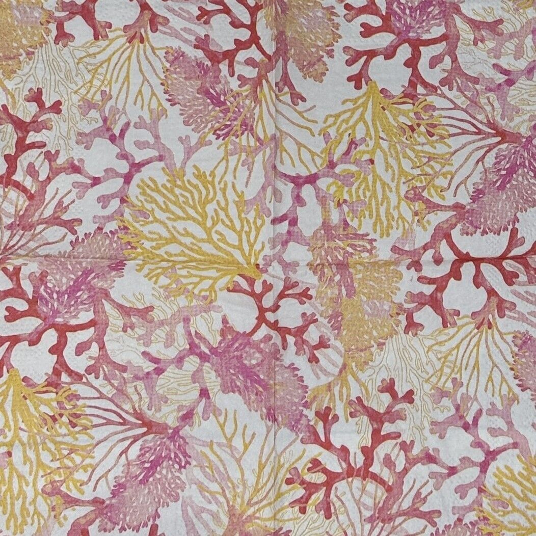 Servilletas para decoupage con diseño de coral marino Tommy Bahama rosa naranja amarillo cóctel