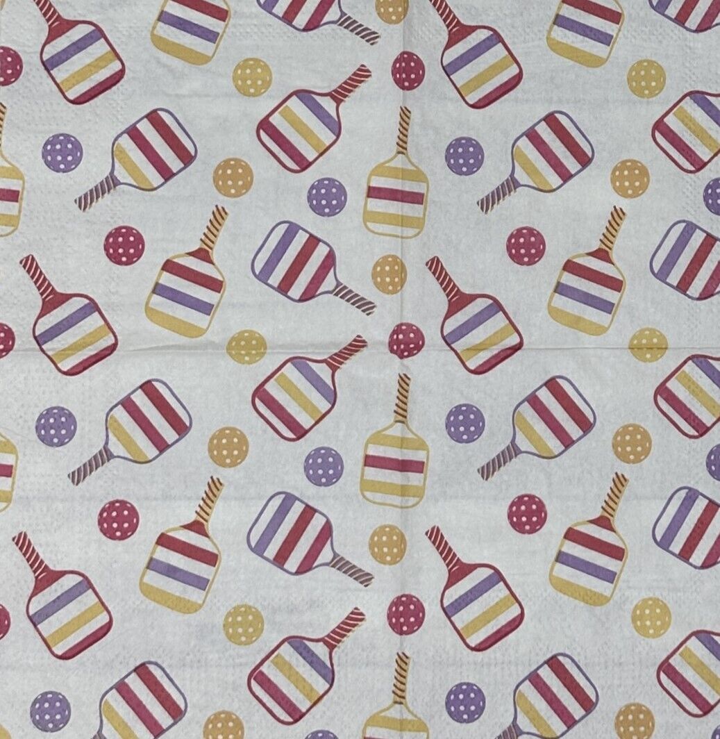 Decoupage Napkins Tommy Bahama  Pickleball Paddles Balls Paper Crafts Cocktail