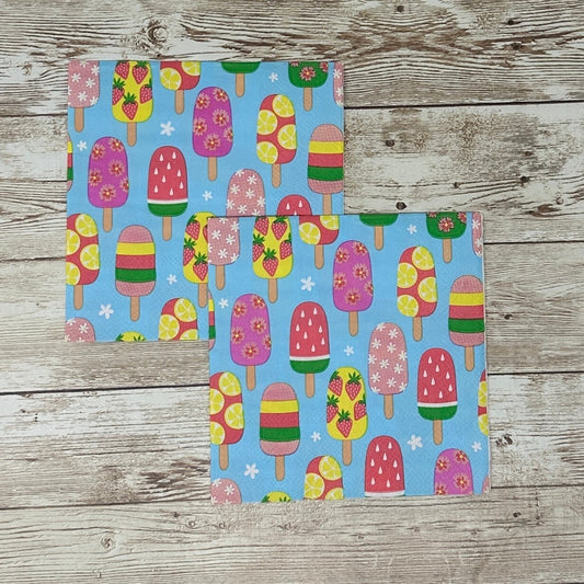 Decoupage Napkins Popsicles Summer Beach Treats Colorful Fruit Paper Crafts