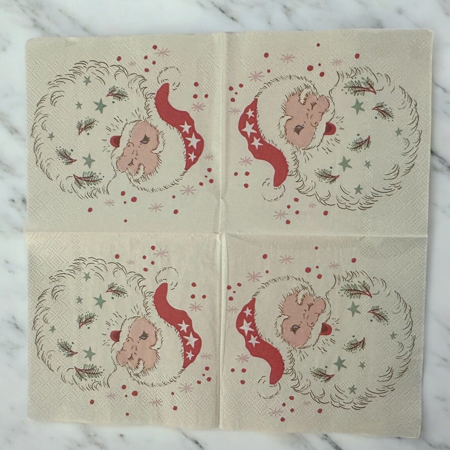 Servilletas con decoupage de Papá Noel retro, alegres y viejos cócteles navideños de San Nicolás