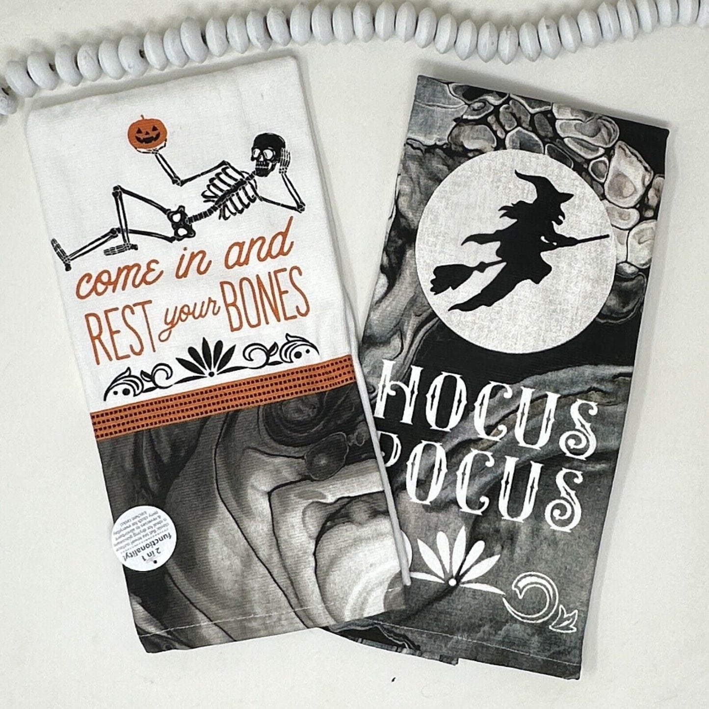 Paquetes de 2 toallas de cocina de algodón Kay Dee con temática de Halloween espeluznante