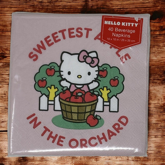 Servilletas de papel para cóctel Hello Kitty Fall Sweetest Apple Orchard Pink, 40 unidades