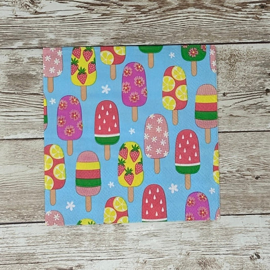 Decoupage Napkins Popsicles Summer Beach Treats Colorful Fruit Paper Crafts