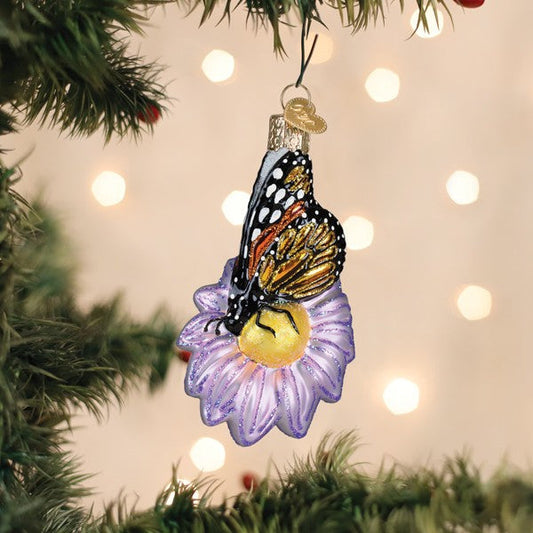 Monarch Butterfly On Flower Ornament