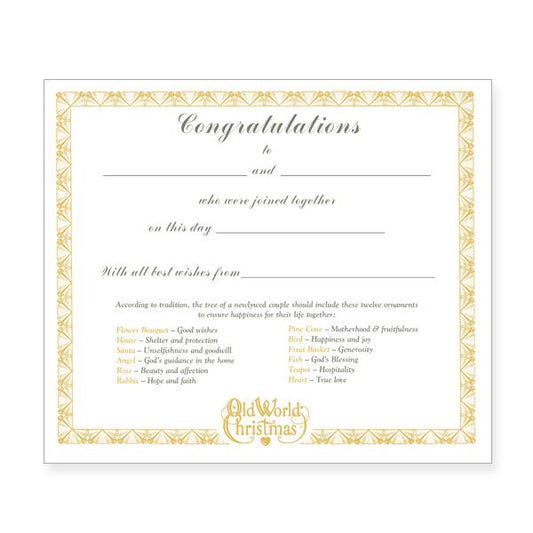 Bride's Collection Certificate