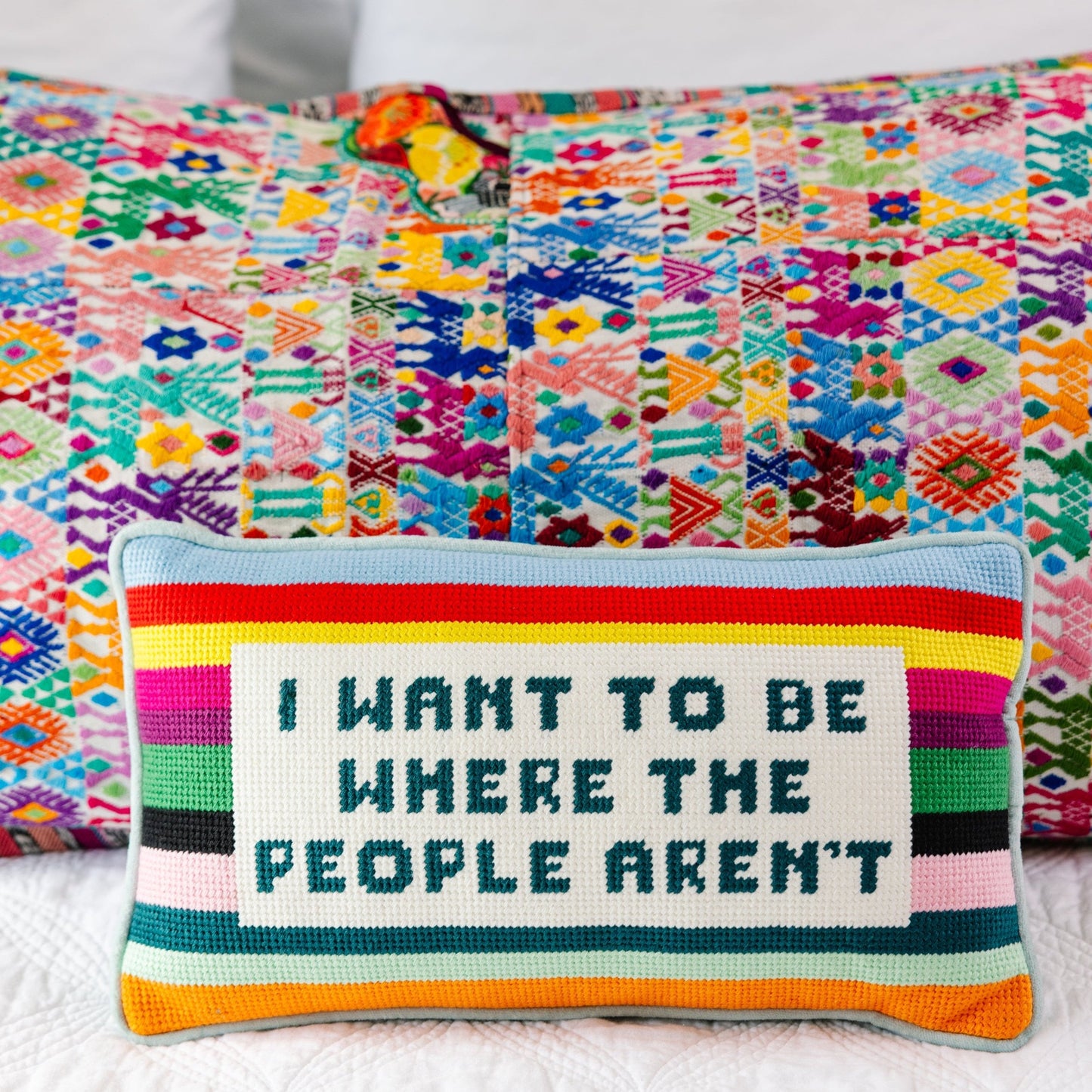 Where the People Aren't Needlepoint Pillow