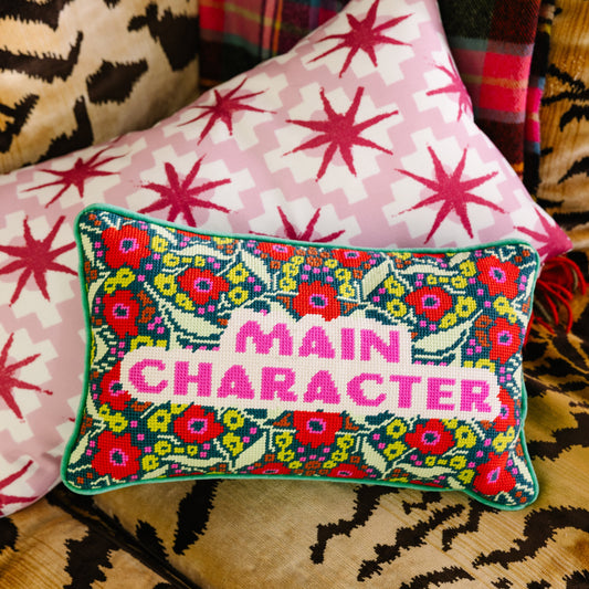 Main Character Needlepoint Pillow