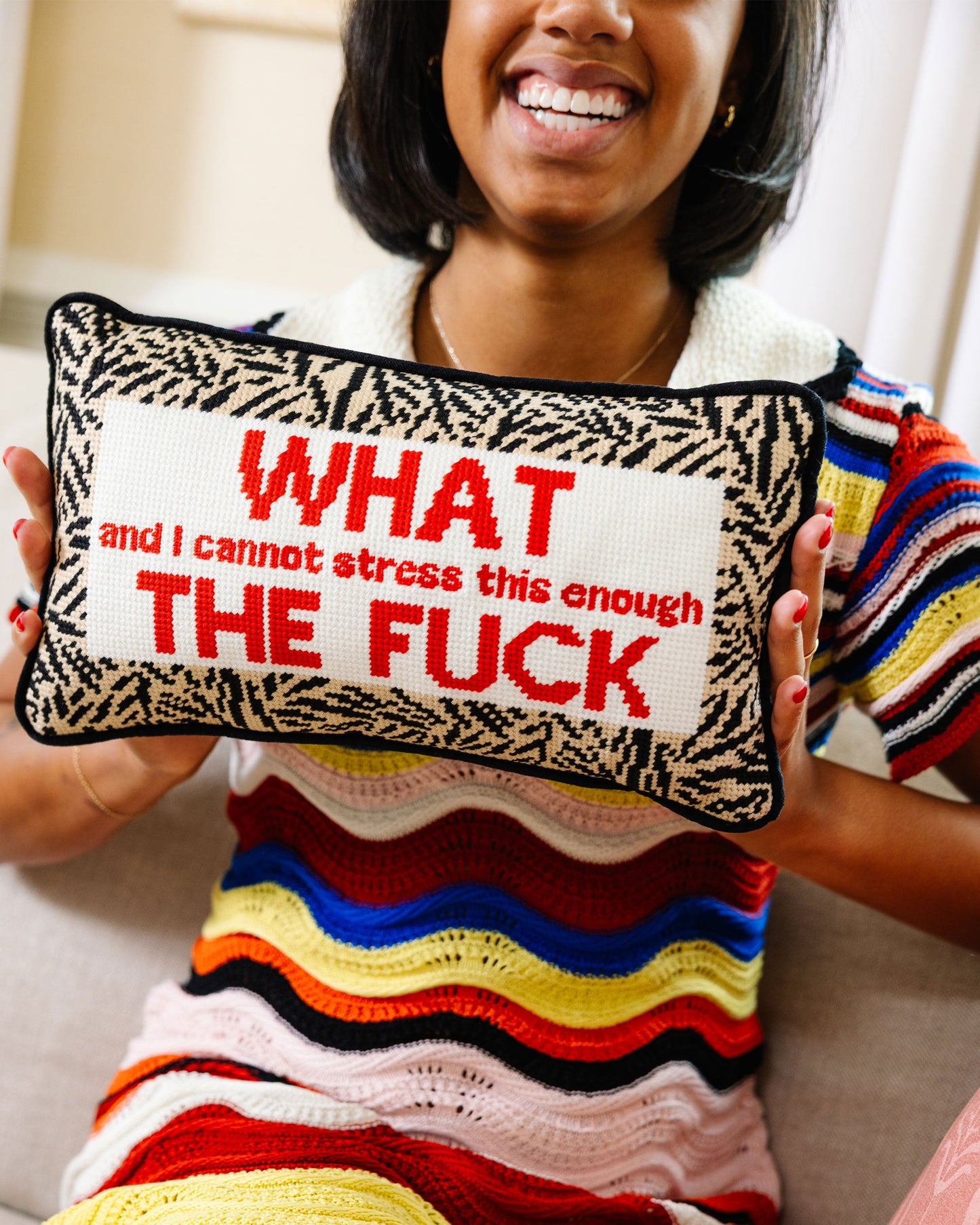 WTF Needlepoint Pillow