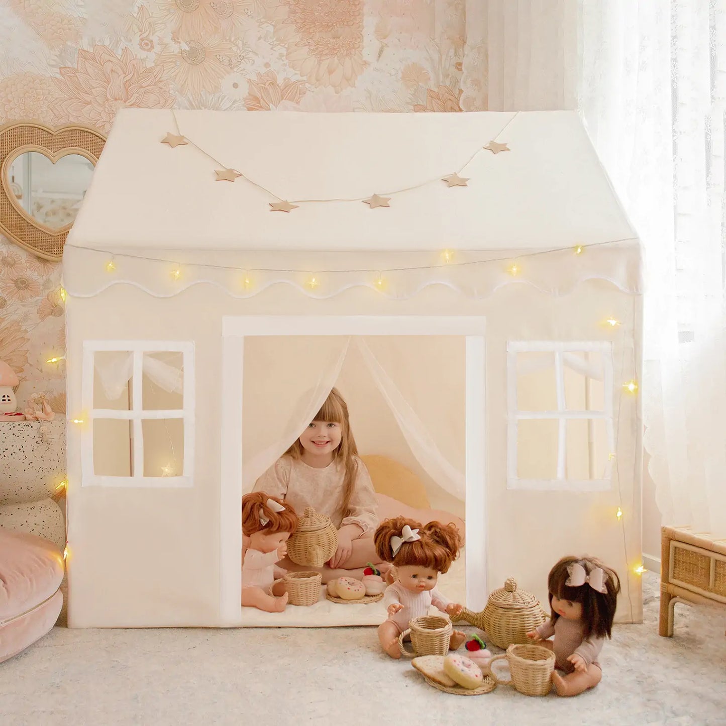Tiny Land® Playhouse Tent – Natural Cream Indoor Tent for Kids