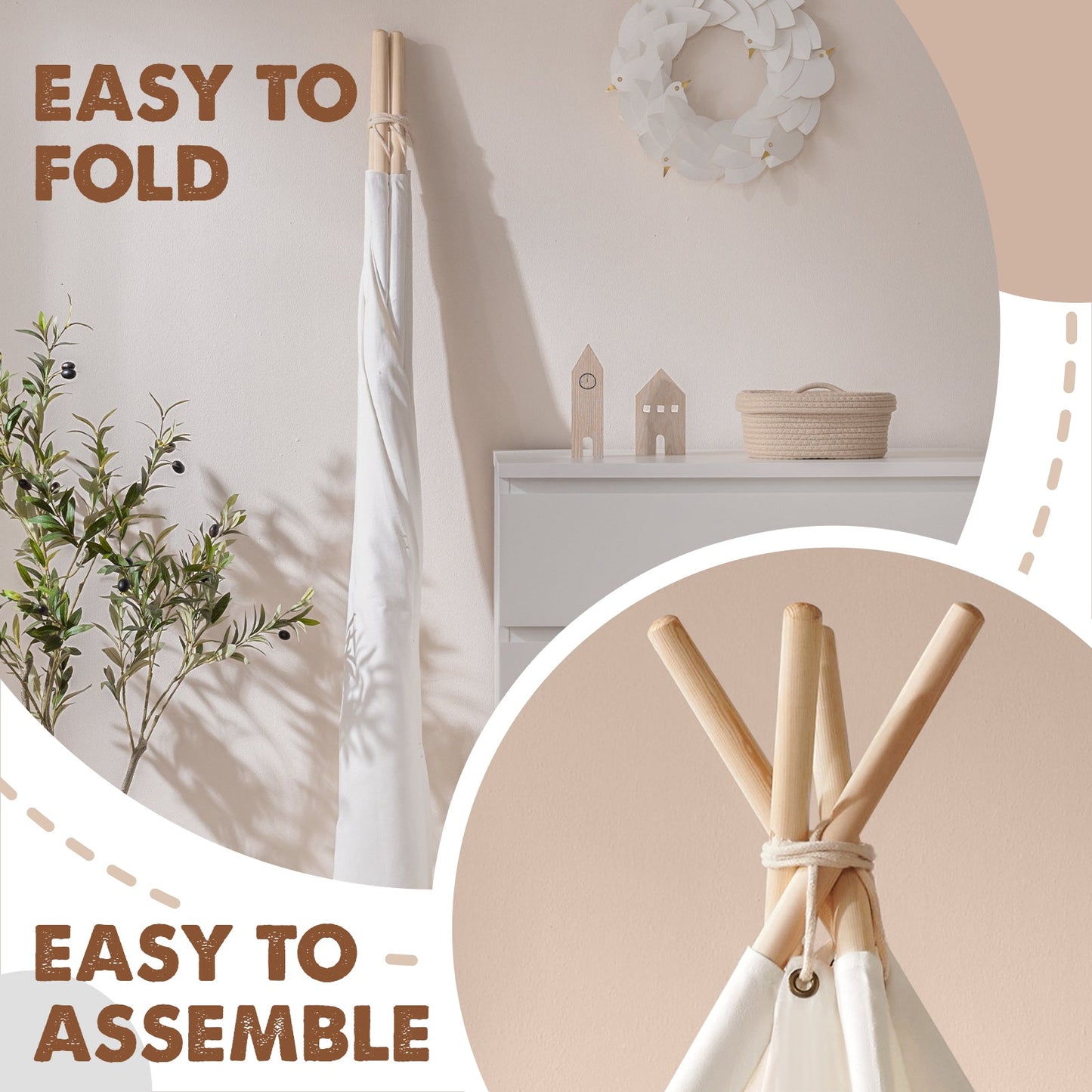 Tiny Land® Teepee Tent for Kids with Mat – Indoor Play Tent with Floor Mat