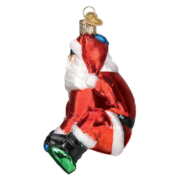 Snowboarding Santa Ornament