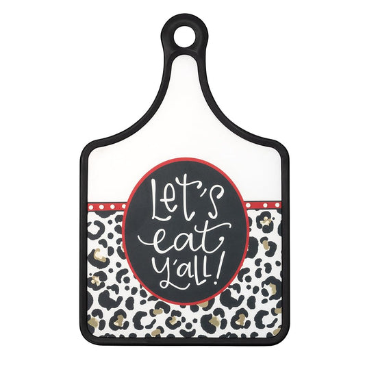 Bandeja para servir quesos con asa de About Face Designs, 12 x 7,5 pulgadas, Let's Eat Y'all