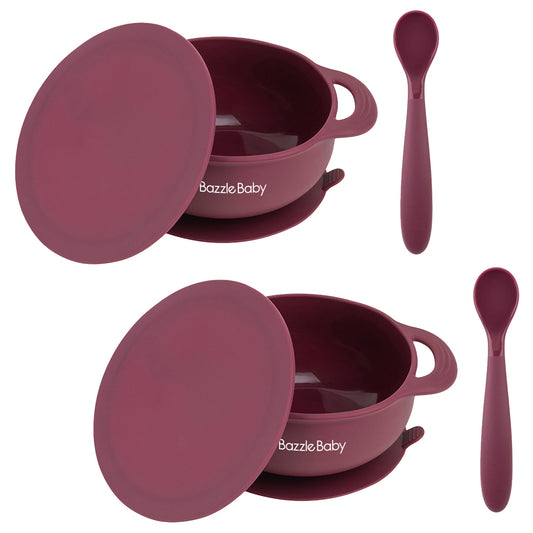 Foodie® Suction Bowls with Lid + Spoon 2-Pack: Assorted Colors