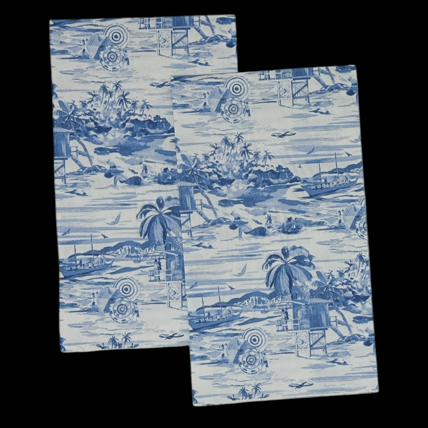 Blue Toile Decoupage Napkins – Guest Size 3-Ply Paper Coastal Design (8" x 4.5")