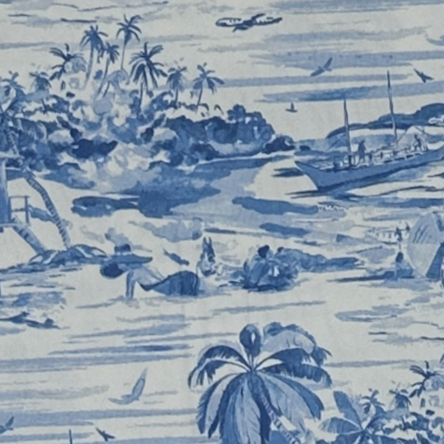 Blue Toile Decoupage Napkins – Guest Size 3-Ply Paper Coastal Design (8" x 4.5")
