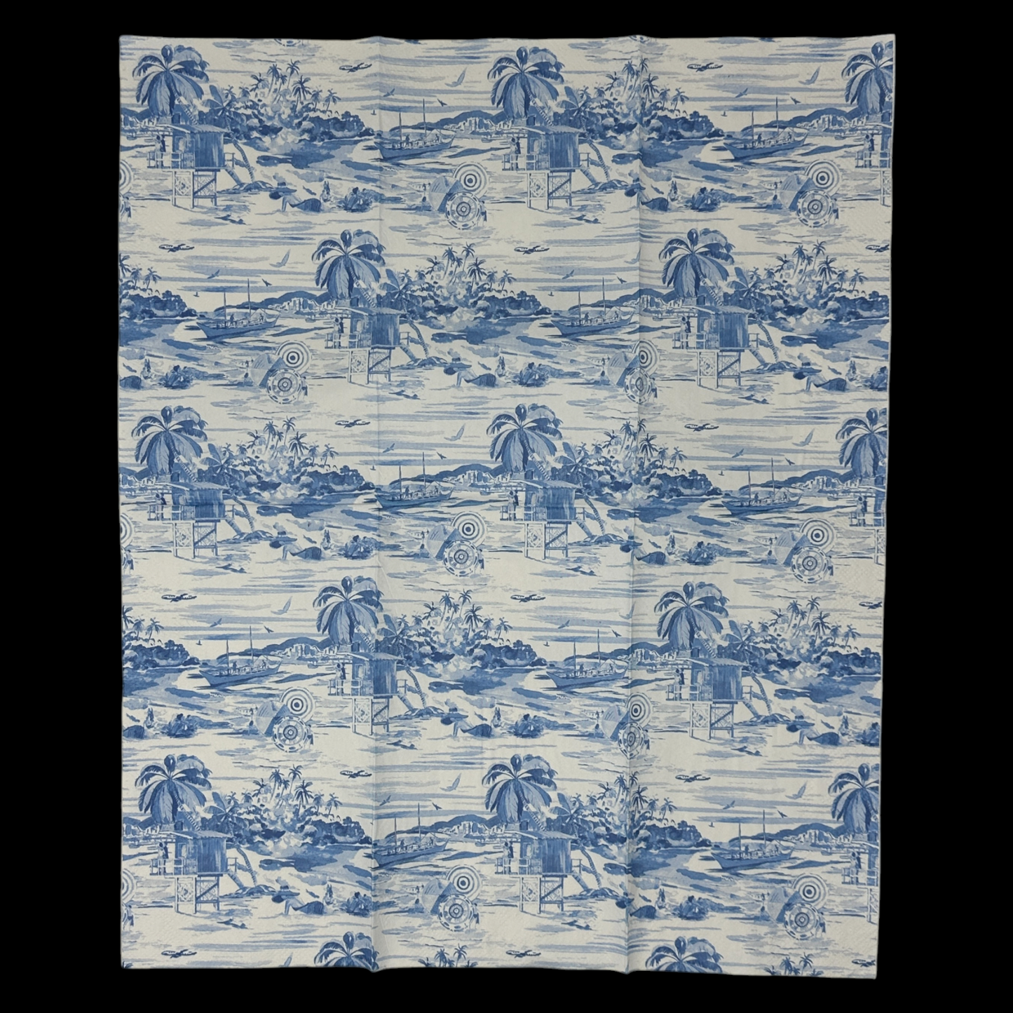 Blue Toile Decoupage Napkins – Guest Size 3-Ply Paper Coastal Design (8" x 4.5")