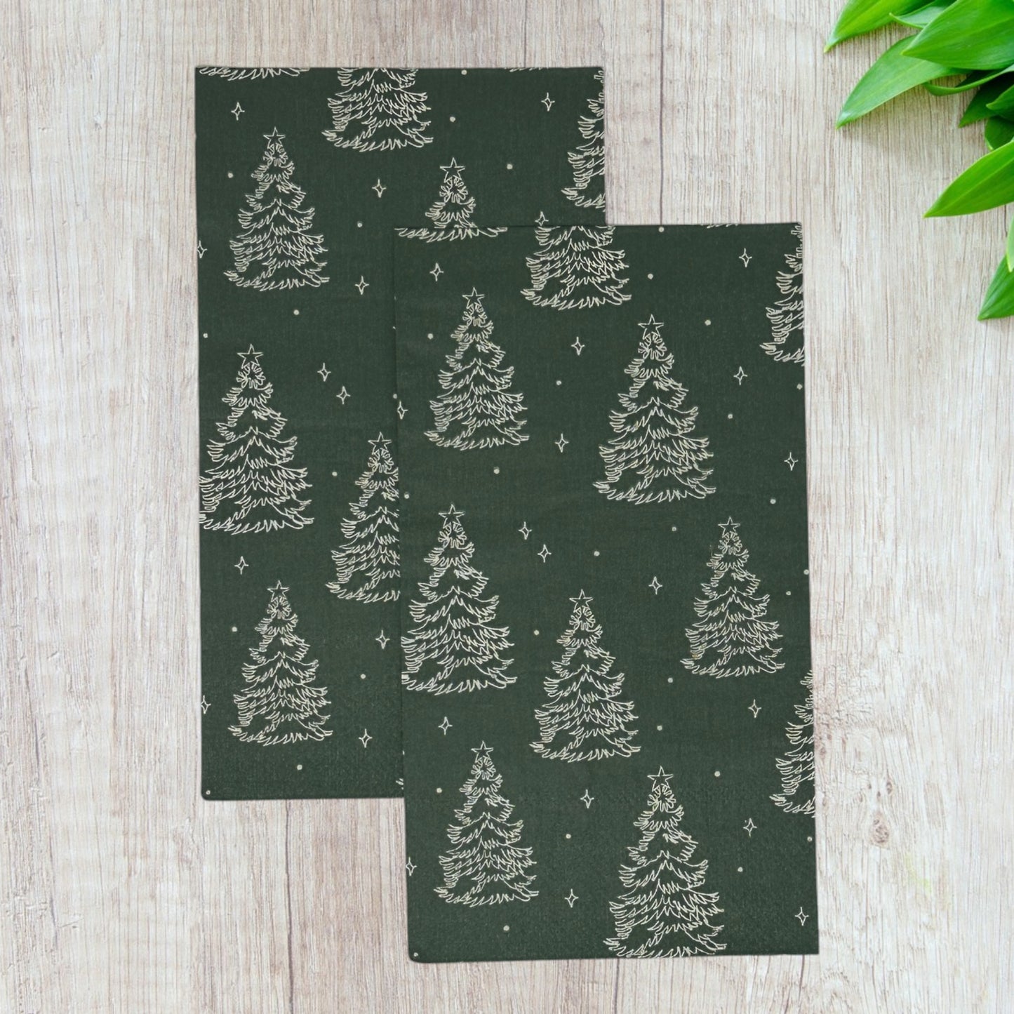 Decoupage Napkins Dark Evergreen Christmas Trees & Stars for Winter Paper Crafts, Holiday Decor, Scrapbooking Supplies