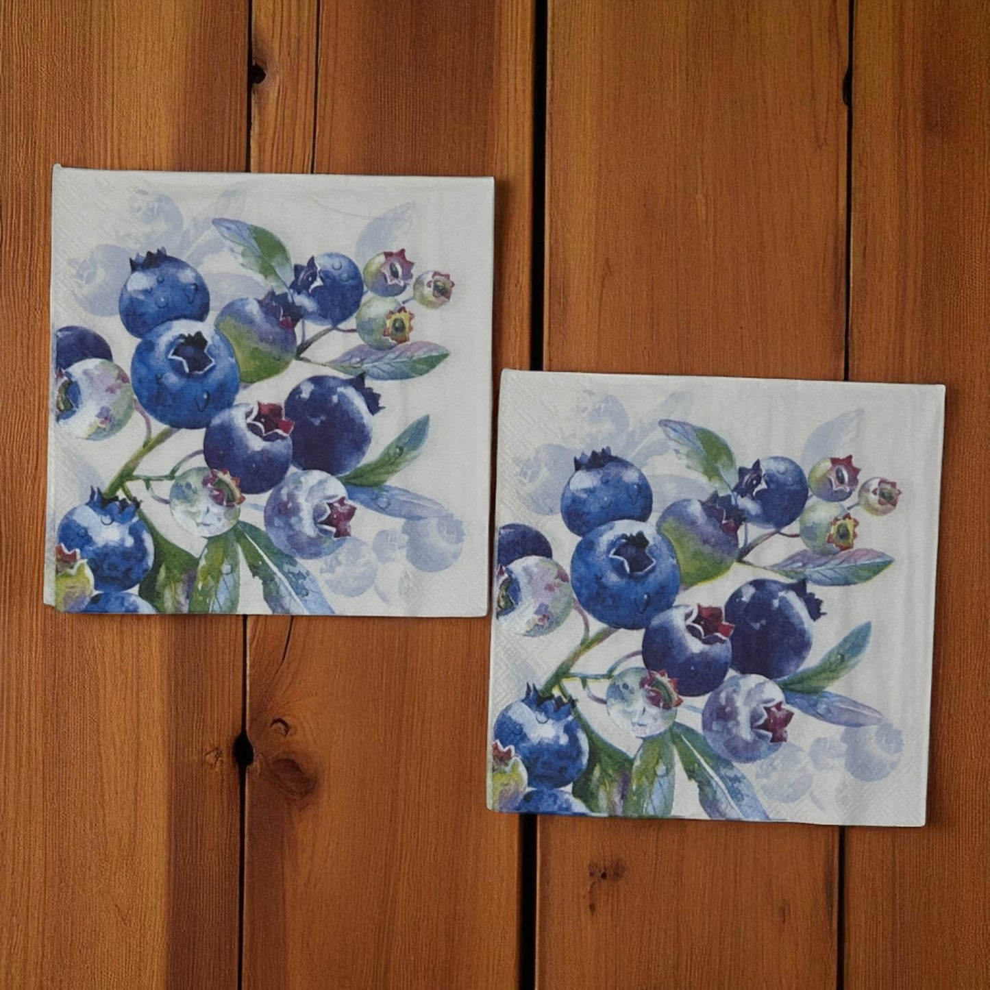 Blueberry Decoupage Napkins: Fruit Cocktail Design, Set of 2
